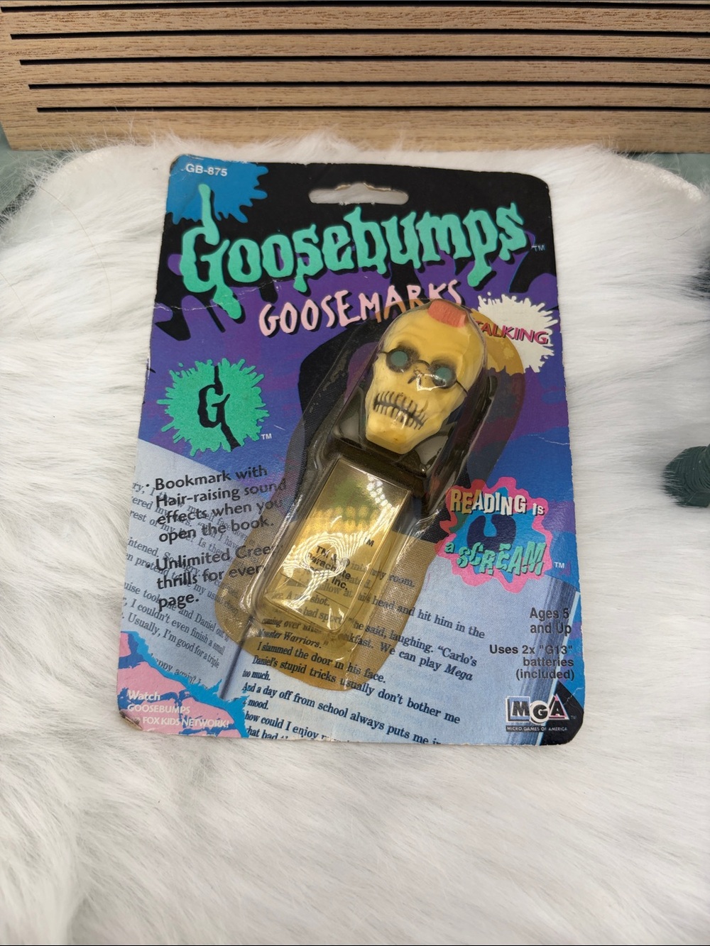 Vintage 1996 Goosebumps Goosemarks Talking Bookmark |  Curly the Skeleton